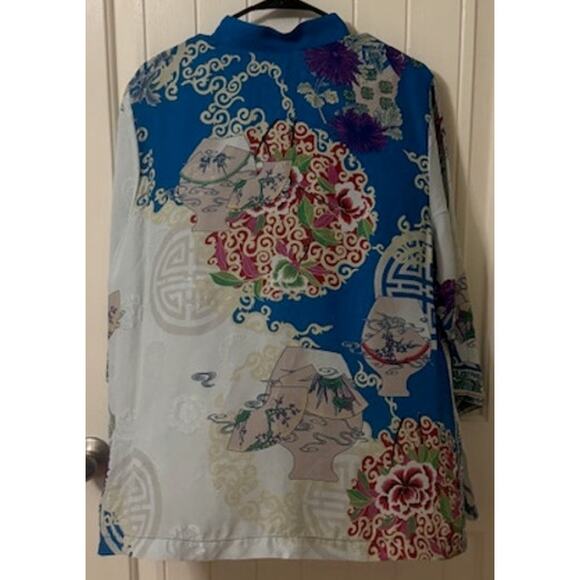 Citron Santa Monica Bouquet Clusters Silk Blouse XL - Picture 5 of 11